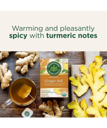Traditional Medicinals - Organic Ginger Aid Herbal Tea (Pack of 6) - Help Relieve Digestive Upset Indigestion and Nausea - 96 Tea Bags Total Ginger Aid 16 Count (Pack of 6) - Buy Online on GoSupps.com