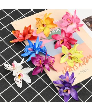 Bohemian Flower Hair Clip Multicolor Double Orchid Hawaiian Tropic Flower Hairpins for Women Girls Flower Hair Accessories Orchid Clips for Hawaiian Luau Beach Wedding Birthday Party (9 Colors) - Buy Online on GoSupps.com