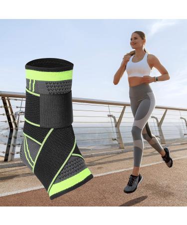 KCSHRAN Ankle Braces Elastic Compression Support Socks - Adjustable Strap for Sprained Ankle, Arthritis, Achilles Tendonitis - M Green - Buy Online on GoSupps.com
