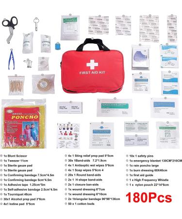 Ykall 180 Piece First Aid Kit for Car, Home, Travel, Camping, Office, Sports | Red Bag with Reflective Cross | Fully Stocked Emergency Survival Supplies - Buy Online on GoSupps.com