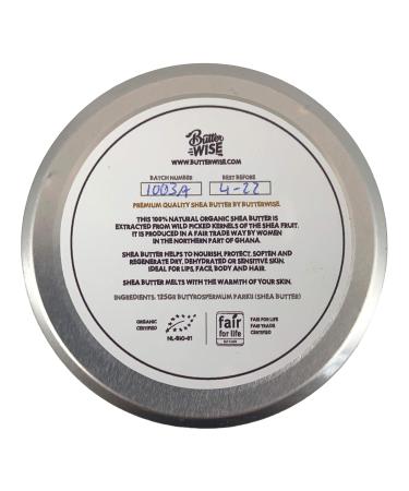 Butterwise Unaffected Shea Butter 125g Organic & Fair Trade - No. 1 Natural Cosmetics for Dry Skin - Cold-Pressed Vegan from Ghana - Shop Fairtrade Africa - Buy Online on GoSupps.com