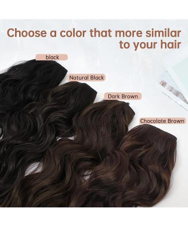 Invisible Wire Hair Extensions | Adjustable Size | Long Wavy Hairpiece 20 Inch Dark Brown - Buy Online on GoSupps.com