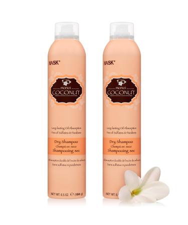 HASK Coconut Monoi Nourishing Dry Shampoo Kits for all hair types, aluminum free, no sulfates, parabens, phthalates, gluten or artificial colors (6.5oz-Qty2) Monoi Coconut 6.5 Ounce (Pack of 2)