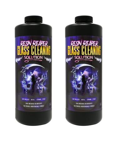 Resin Reaper Glass Cleaner 2-Pack 64 OZ | Pipe Cleaner | Safe on Glass Metal Ceramic and Pyrex | 420 710 Friendly Cleaning | Soak and Wash - No Abrasives - Eco-Friendly Biodegradable Formula