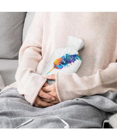 Colorful Feathers Hot Water Bottle with Plush Cover - Hand Warmer for Adults & Children | 26.5x15.3cm - Buy Internationally! - Buy Online on GoSupps.com