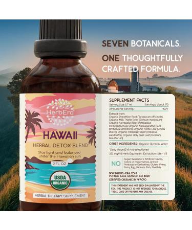 HerbEra Hawaii Herbal Detox Blend - USDA Organic Extract Made in USA | Immune & Liver Support Liquid Drops | Ashwagandha Astragalus Dandelion Root Milk Thistle Hibiscus | 2 fl oz - Buy Online on GoSupps.com