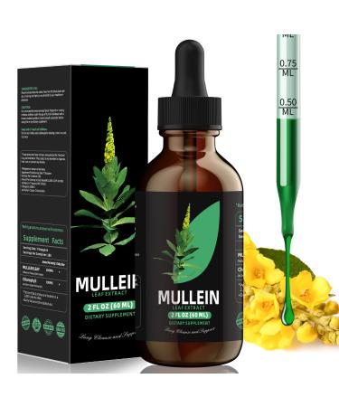 Mullein Leaf Extract - Support Lung Cleanse & Respiratory Function for Healthy Breathing - Natural Supplement Tincture Drops | Non-GMO Vegetarian | 1 Month Supply 2 Fl Oz (Pack of 1)