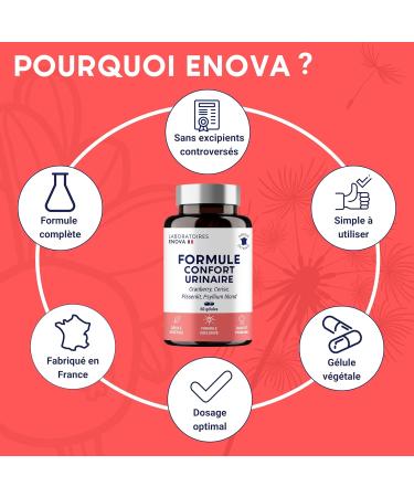 URINARY COMFORT FORMULA | Cranberry Psyllium Cherry Dandelion | Food Supplement | Comfort Drainage Regulation | 60 Capsules | Made in France - Buy Online on GoSupps.com