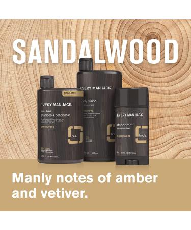 Every Man Jack Sandalwood Body Set - Clean & Gentlemanly Bath Set for Men - Body Wash, 2-in-1 Shampoo, Deodorant & Face Wash - Buy Online on GoSupps.com