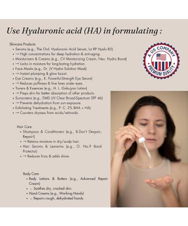 Hyaluronic Acid Powder Pure High Molecular Weight Cosmetic Grade Water Soluble Sodium Hyaluronate for Skin Face Cosmetic Applications Make Your Own Serum 1 Ounce (Pack of 1) - Buy Online on GoSupps.com