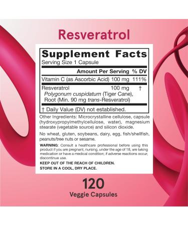 Jarrow Formulas Resveratrol 100 mg - 120 Veggie Caps | Antioxidant & Cardiovascular Support with Vitamin C - Buy Online on GoSupps.com