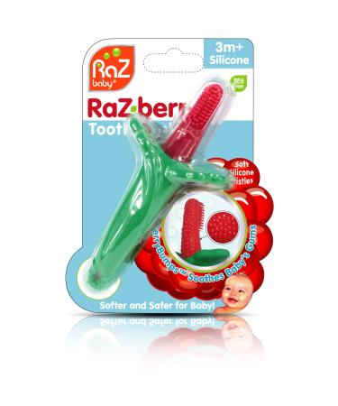 Razbaby RaZberry Baby Teether & Toothbrush  BerryBumps Soothe and Massage Sore Gums  Perfectly Sized  1 Oz