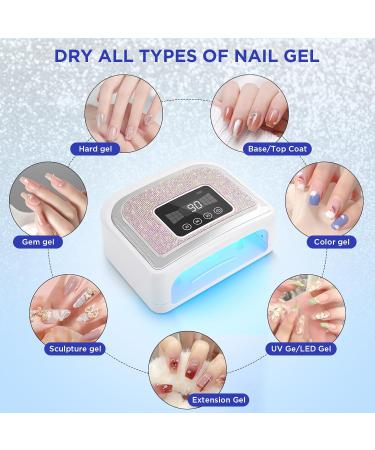 Aedavey Cordless Gel Nail Light 120W Nail Dryer for All Gel Nails LED Nail Lamp with 4 Timer Modes - Professional Curing - Auto Sensor - LCD Screen Portable Gel Light for Nails for Home & Salon (Sparkly Silver Diamond) - Buy Online on GoSupps.com
