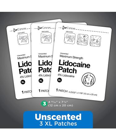 Amazon Basic Care Lidocaine Patch 4% XL - 3 Count | Topical Anesthetic Pain Relief Patch for Joint, Back, Neck, Shoulder & Knee Pain - Buy Online on GoSupps.com