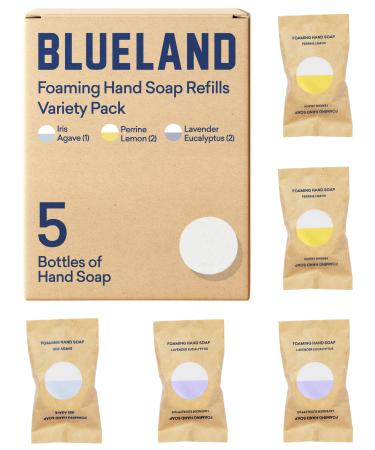 BLUELAND Foaming Hand Soap Tablet Refills - 5 Pack | Eco Friendly Products & Cleaning Supplies | Variety Pack Scents | Makes 5 x 9 Fl oz bottles (45 Fl oz total) Variety 1 Count (Pack of 5)