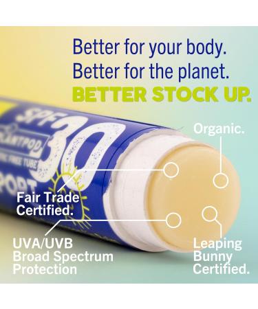Eco Lips Classic Sport SPF 30 Broad Spectrum Sunscreen Lip Balm 6-Pack (Classic Vanilla) | Organic Moisturizing Lip Protection | Made in USA, Cruelty-Free Outdoor Lip Care - Buy Online on GoSupps.com