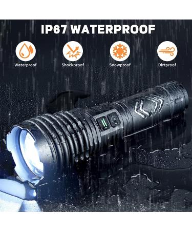 180000 Lumens Rechargeable XHP160.6 LED Flashlight | Waterproof Tactical Handheld Flashlight with 6 Modes - Ideal for Emergencies and Camping - Buy Online on GoSupps.com