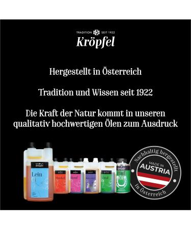 Kr p l Premium Linseed Oil for Animals - 1000ml Omega 3 Dietary Supplement for Horses Dogs & Cats - High-Quality Cold-Pressed Flax Seed Oil - Made in Austria - Buy Online on GoSupps.com