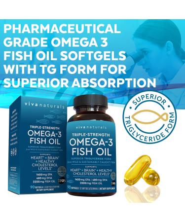 Viva Naturals Omega 3 Fish Oil - 90 Softgels | High Potency Omega-3 Supplement - Buy Online on GoSupps.com