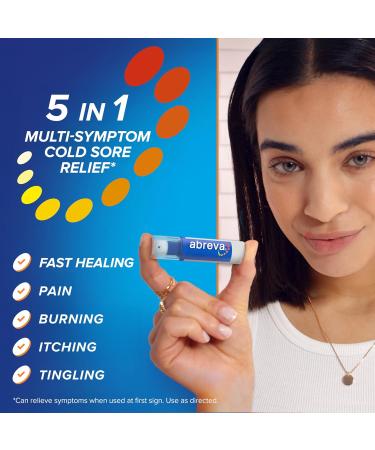 Abreva Docosanol 10% Cream Cold Sore Treatment - 0.07 Oz - Buy Online on GoSupps.com