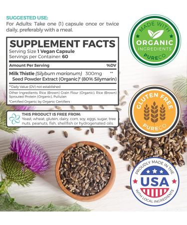 Organic Milk Thistle Capsules - 9000mg Seed Extract - 80% Silymarin - Liver Cleanse & Detox - Vegan - 60 Pills - Buy Online on GoSupps.com
