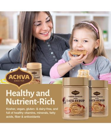 Achva Halva Sesame & Tahini Spread with Date Syrup- 2x400G Spreadable Kosher Tahini Date Syrup - Made from Natural Sesame Paste for All Occasions - Good Source of Fibre and Calcium for Kids and Adults Sesame & Date Syrup - Buy Online on GoSupps.com