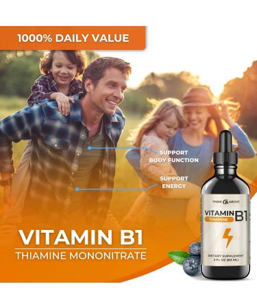 Vitamin B1 Thiamine Mononitrate Liquid Drops - Energy Boost & Metabolism Support - 2 Fl Oz - Buy Online on GoSupps.com