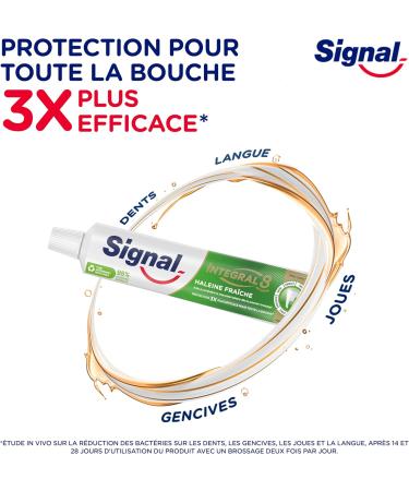SIGNAL - Integral 8 Nature Fresh Breath Toothpaste Prebiotic Effect - Complete Protection 3x more effective - 95% ingredients of natural origin - 75ml - Buy Online on GoSupps.com
