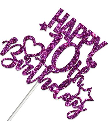 Tenhaisi Glitter Purple Happy 10th Birthday Cake Topper 10 and Fabulous Cake Topper - 10th Happy Birthday Party Decoration - Hello 10-10 Years Birthday/Wedding Anniversary Party Supplies - Buy Online on GoSupps.com