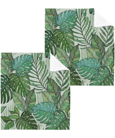 ALAZA Tropical Palm Jungle Leaves Wash Cloth Set - 6 Pack of Cotton Face Cloths | Highly Absorbent and Soft Fingertip Towels - Buy Online on GoSupps.com