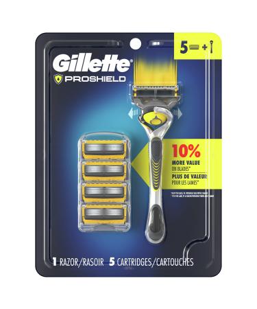 Gillette ProShield Mens Razor 1 Handle + 5 Blade Refills