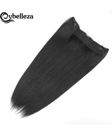Cybelleza 20inch Long Straight Hair Extension Invisible Secret Wire Crown Hair Extensions Clip in One Piece Natural Synthetic Hairpiece for Women (Black) 20" - Straight Black - Buy Online on GoSupps.com