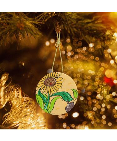 YYHHAOFA Sunflower Seeds and Sunflowers Prints Christmas Ceramic Round Pendant Decoration - Festive Hanging Ornament for Stores and Homes -2.9 in - Buy Online on GoSupps.com