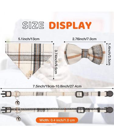 Plaid Bow Tie Cat Collar Set with Bell - 4 Piece Breakaway Bandana & Bowtie for Pet Kittens and Puppies - Buy Online on GoSupps.com