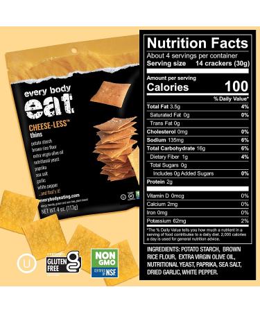 Every Body Eat Snack Thins Vegan Cheese-Less Flavor 4 oz - Pack of 2 | Gluten Free, Dairy Free - Buy Online on GoSupps.com