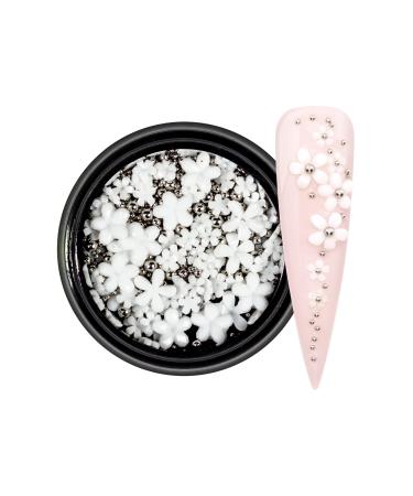 Nail design Nail Art Flower Pearls Mix silver
