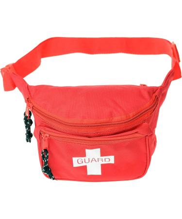 Dealmed Red Lifeguard Fanny Pack - Logo Design, E-Z Zipper, 3 Pockets (Pack of 3) - Adjustable Waist Strap - Buy Online on GoSupps.com
