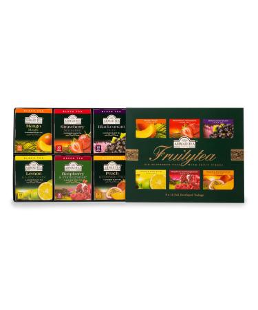 Ahmad Tea Fruit Tea Selection Pack | Fruity Black teas Fruity Green teas | Perfect fruit tea gift | 60 Teabag Sachets | 6 Flavours Fruit Tea Selection 60 Count (Pack of 1) - Buy Online on GoSupps.com