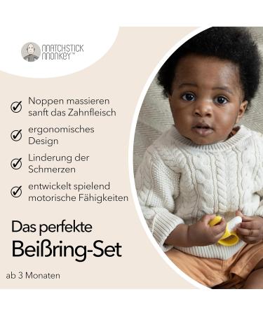 Matchstick Monkey Gift Set: Bite Rings Antimicrobial Dental Aid & Gel Applicator - BPA-Free Easy to Grasp for Babies 3+ Months - Banana & Mint - Buy Online on GoSupps.com