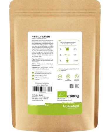 Buy Organic Dried Hibiscus Flowers 1000g - Premium Hibiscus Tea - 100% Natural from Biocontor - International Shipping Available - Buy Online on GoSupps.com