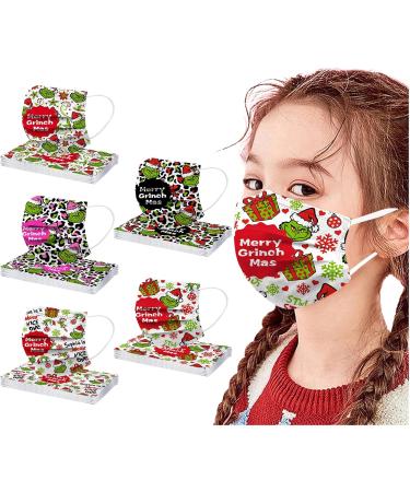 100Pcs Kids Grinch Disposable Face_Mask - Christmas Childrens Face_Mask Assorted Colors Design Boys Girls 3-Ply Face_Covering (Grinch E) - Buy Online on GoSupps.com