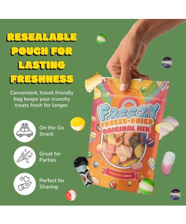  FREEZY FREEZE-DRIED Freezy Freeze Dried Candy Bundle Pack of 2 (Rainbow Mix + Original Mix) 240 g Colourful Rainbow Bites Original Skittles Sour American Crunchy Sweet Squishes Fruittella Blue Jacks & Marshmallow - Buy Online on GoSupps.com