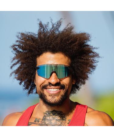 Tifosi Vogel SL Sport Sunglasses - Ideal for Baseball, Cycling, Golf - Crystal Smoke/Smoke Bright Blue - Men & Women - Buy Online on GoSupps.com