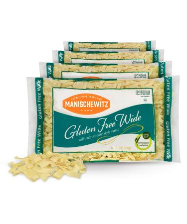 Manischewitz Gluten Free Wide Egg Noodles (4 Pack) Yolk Free, Kosher For Passover and All Year Round Use