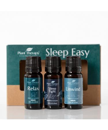 Plant Therapy Sleep Easy Essential Oil Blend Set 10 mL (1/3 oz) Each of Relax Sleep Tight & Unwind Pure Undiluted Essential Oil Blends