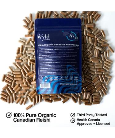 Stay Wyld Organics - Reishi Mushroom Supplement Capsules - 100% Canadian Grown Mushrooms Organic Reishi Mushroom Supplements For Mental Wellness and Calm - 90 Capsules - Buy Online on GoSupps.com