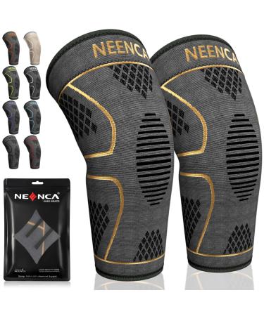 NEENCA 2 Pack Knee Brace Knee Compression Sleeve Support for Knee Pain Running Work Out Gym Hiking Arthritis ACL PCL Joint Pain Relief Meniscus Tear Injury Recovery Sports Medium 2 Pack - Copper