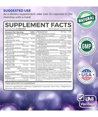 Men's Multivitamin 60 Capsules - Non-GMO Daily Vitamins & Minerals with Energy Boost, Prostate Support, and Antioxidants - Saw Palmetto, Biotin, Lutein for Eye Health - Buy Online on GoSupps.com