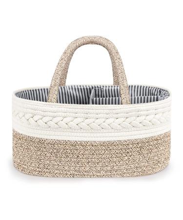 Maliton Cotton Rope Diaper Caddy Organizer for Changing Table - Large Baby Basket for Storage, A-Brown - Buy Online on GoSupps.com