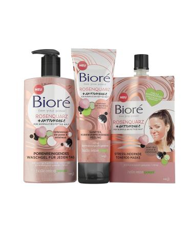 Biore Rose Quartz + Activated Charcoal Clay Face Mask - Stress Relief for Normal & Oily Skin - Pore Cleansing - International Shipping Available - Buy Online on GoSupps.com